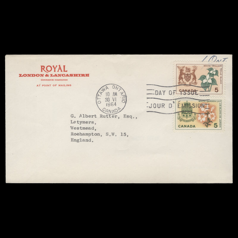 Canada 1964 Flowers Definitives first day cover, OTTAWA