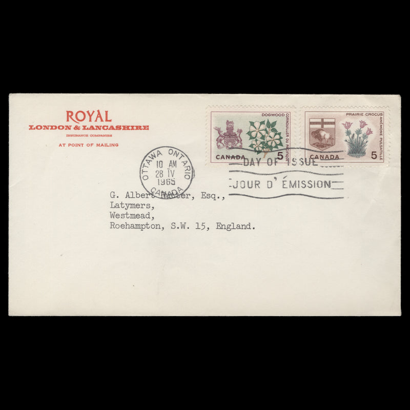 Canada 1965 Flowers Definitives first day cover, OTTAWA