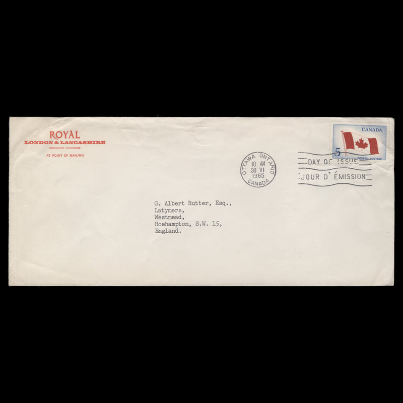 Canada 1965 (FDC) 5c National Flag, OTTAWA