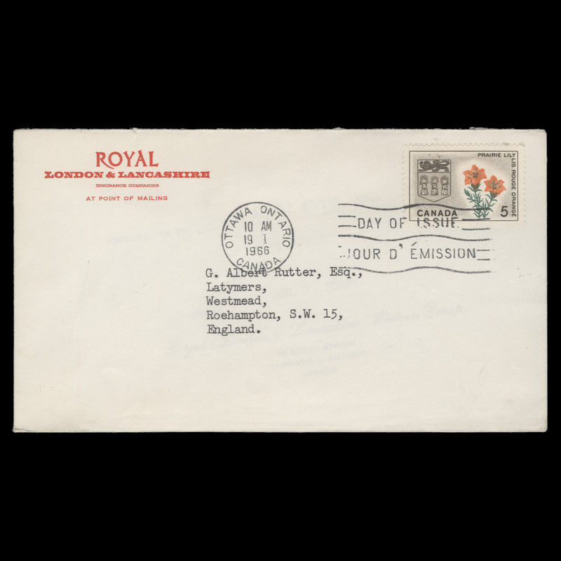 Canada 1966 (FDC) 5c Prairie Lily, OTTAWA