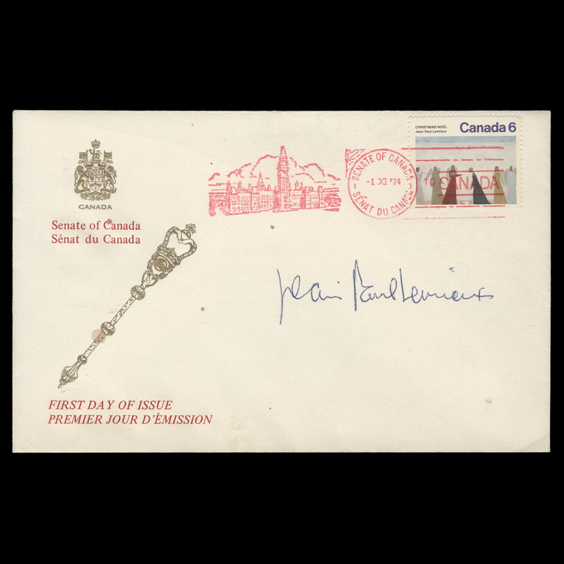Canada 1974 Christmas first day cover signed by Jean Paul Lemieux
