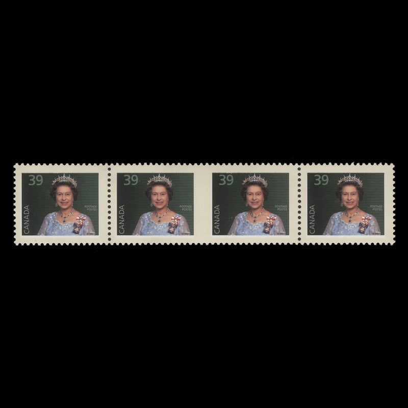 Canada 1990 (Variety) 39c Queen Elizabeth II strip imperf vertically
