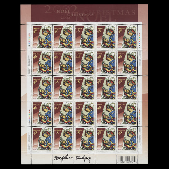 Canada 2002 Genesis/Christmas pane of 25 stamps signed by Daphne Odjig