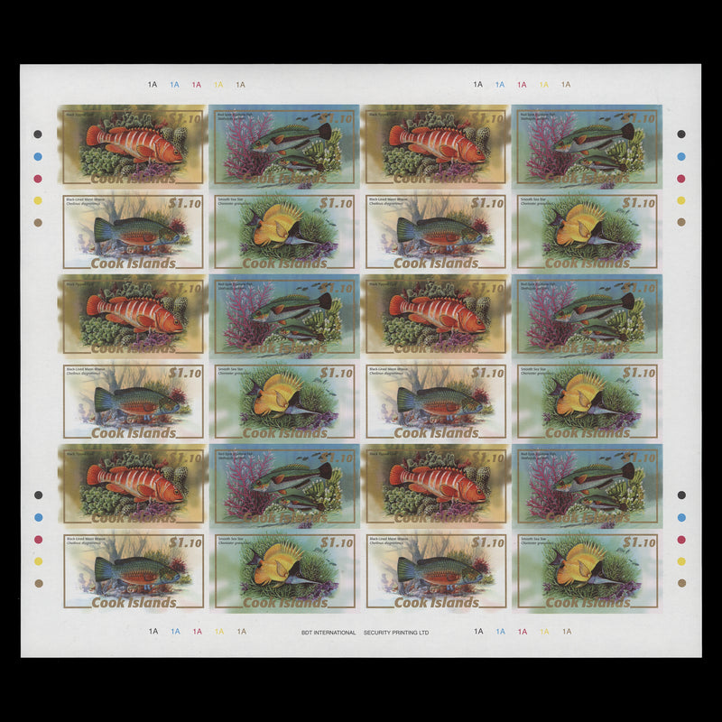 Cook Islands 2007 Fishes definitives imperf proof sheet