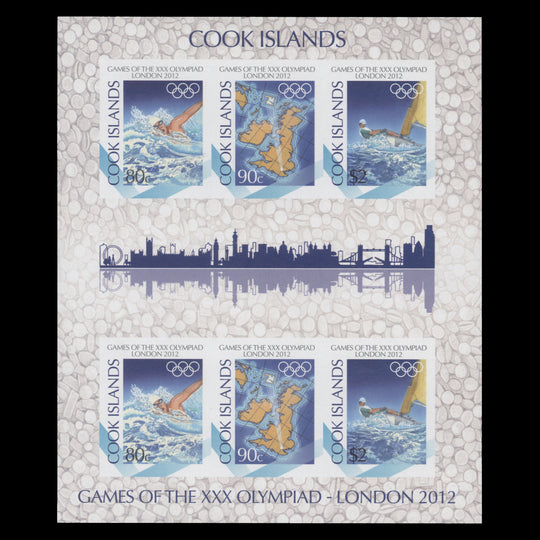 Cook Islands 2012 Olympic Games, London imperf proof sheetlet
