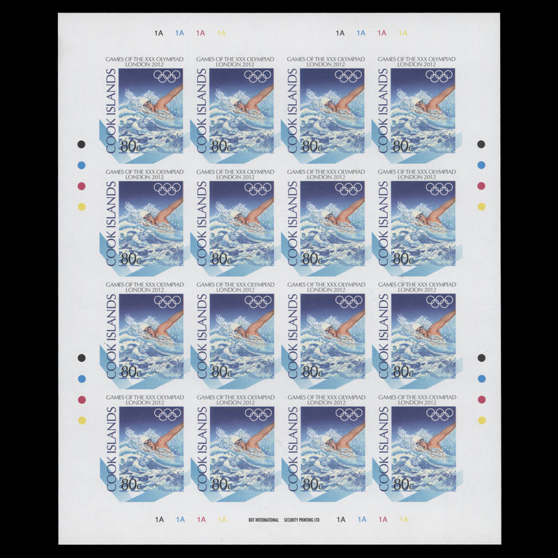 Cook Islands 2012 Olympic Games, London imperf proof sheet