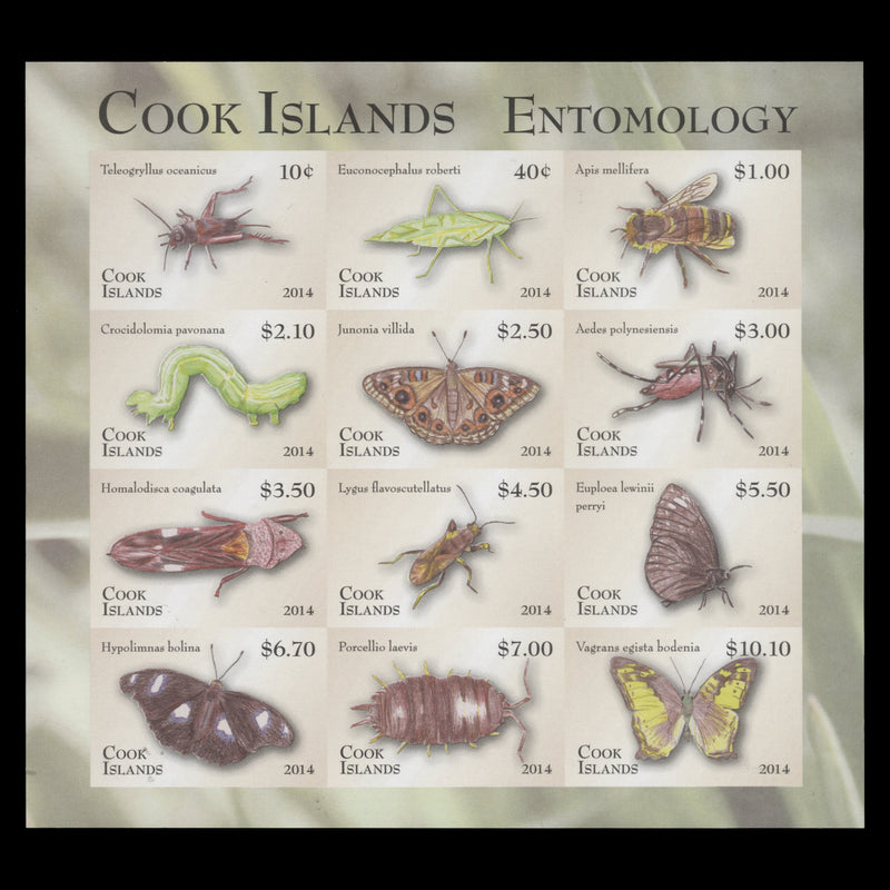 Cook Islands 2014 Entomology Definitives imperf proof sheetlet