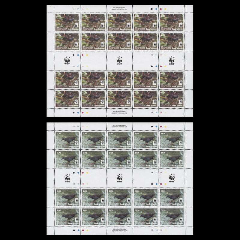 Cook Islands 2014 (MNH) Spotless Crake sheets of 20 stamps