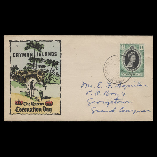 Cayman Islands 1953 (FDC) 1d Coronation, GEORGETOWN