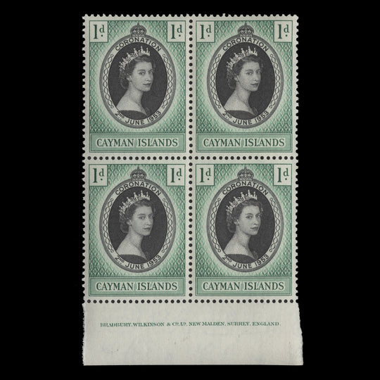 Cayman Islands 1953 (MNH) 1d Coronation imprint block