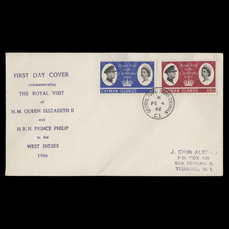 Cayman Islands 1966 Royal Visit to the Caribbean first day cover, GEORGE TOWN