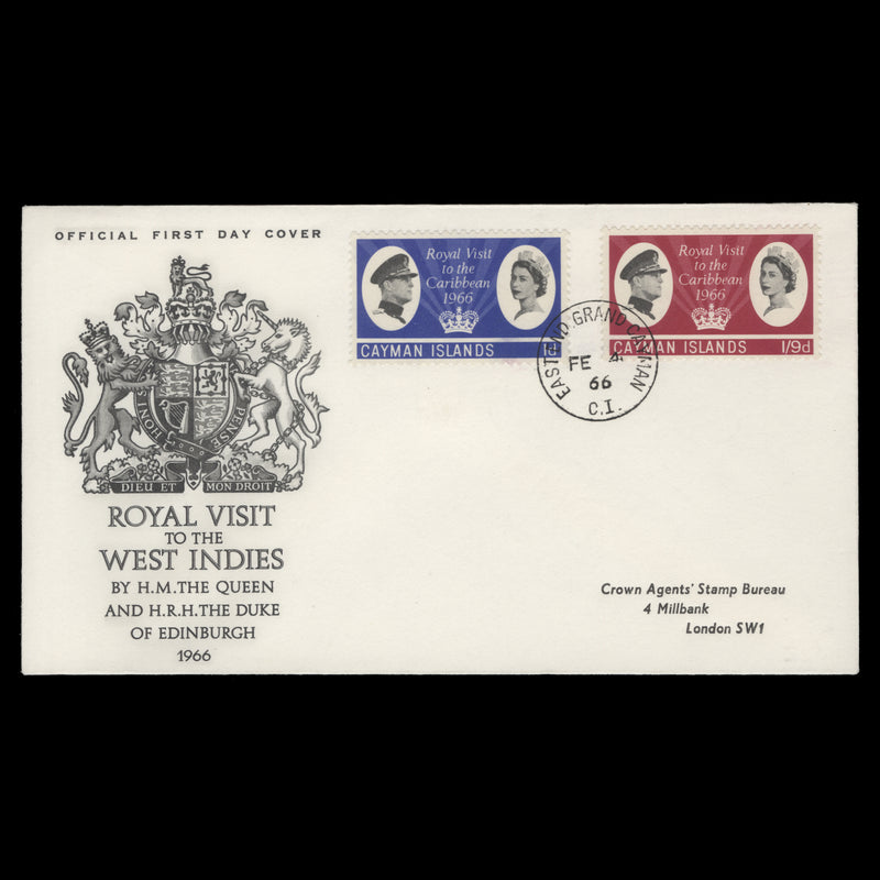 Cayman Islands 1966 Royal Visit to the Caribbean first day cover, EAST END