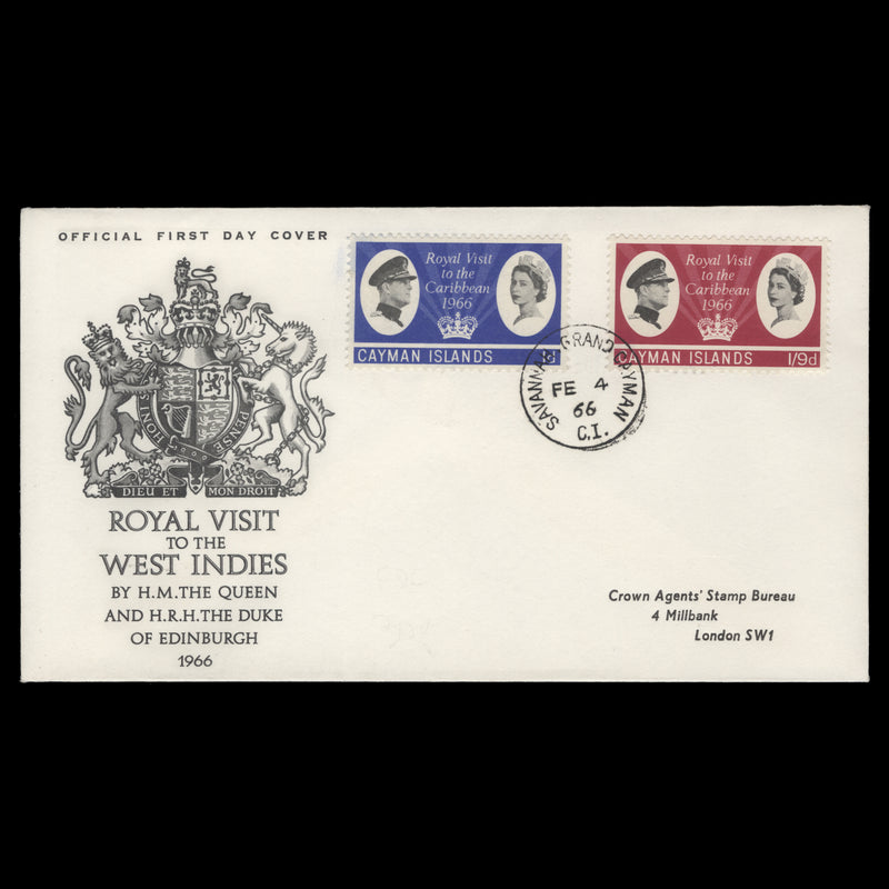 Cayman Islands 1966 Royal Visit to the Caribbean first day cover, SAVANNAH