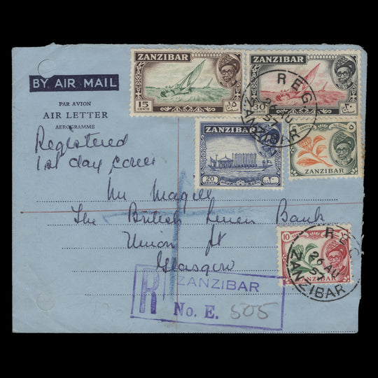 Zanzibar 1957 Definitives first day air letter