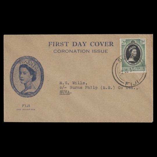 Fiji 1953 (FDC) 2½d Coronation, SUVA