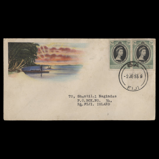 Fiji 1953 (FDC) 2½d Coronation pair, BA