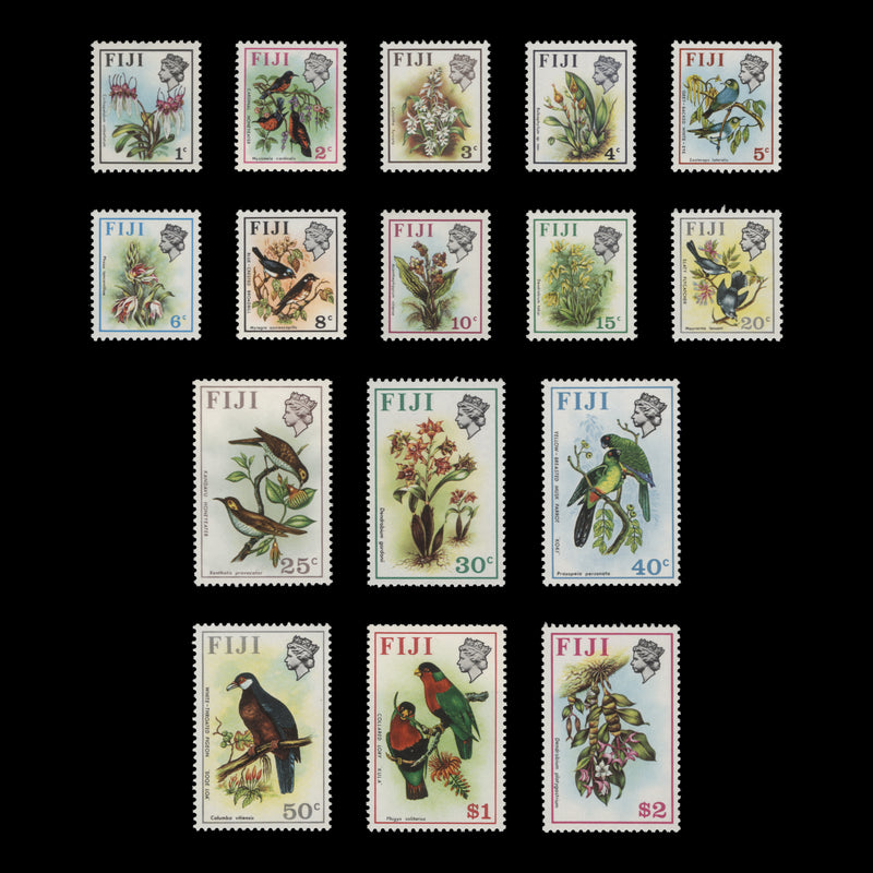 Fiji 1971-72 (MNH) Birds and Flowers definitives, upright watermark