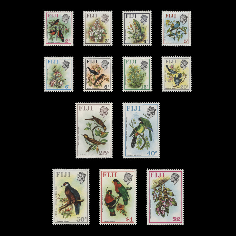 Fiji 1972-74 (MNH) Birds and Flowers definitives, sideways watermark