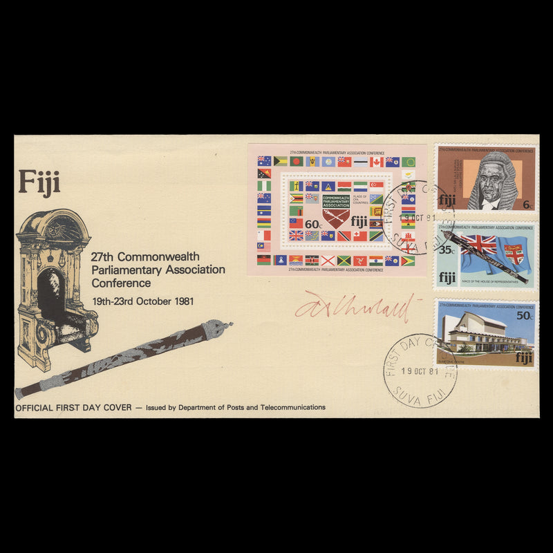 Fiji 1981 Commonwealth Conference first day cover signed by designer