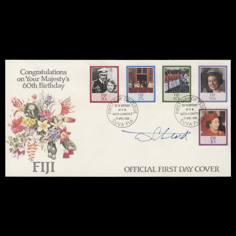 Fiji 1986 Queen Elizabeth II's Birthday first day cover signed by Tony Theobald
