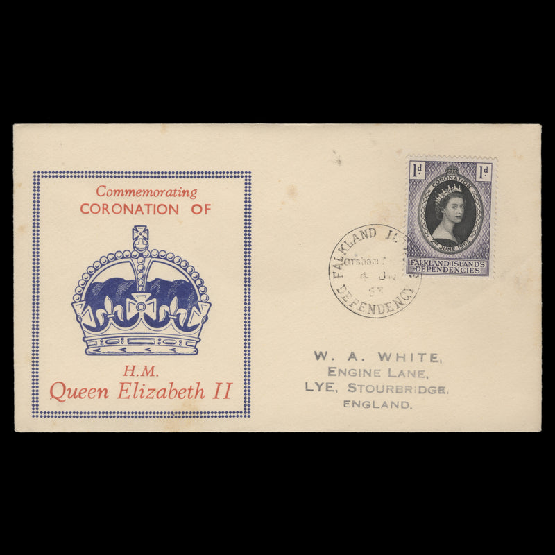 Falkland Islands Dependencies 1953 (FDC) 1d Coronation, Graham Land