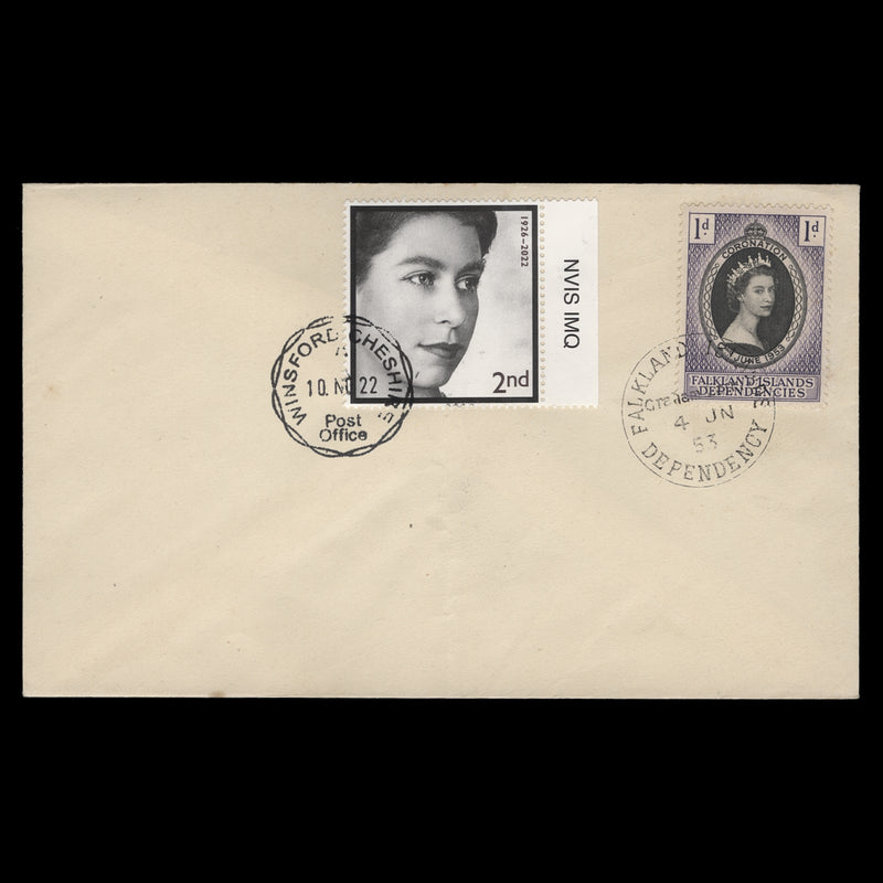 Falkland Islands Dependencies 1953 Coronation/2022 Commemoration double-dated first day cover