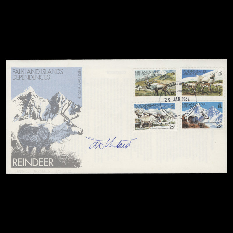 Falkland Islands Dependencies 1982 Reindeer first day cover signed by designer