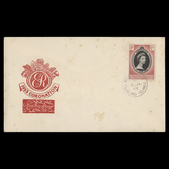 Falkland Islands 1953 (FDC) 1d Coronation, PORT STANLEY