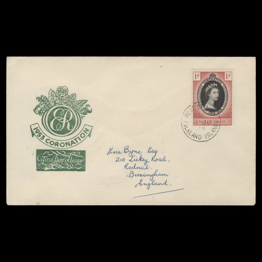 Falkland Islands 1953 (FDC) 1d Coronation, PORT STANLEY