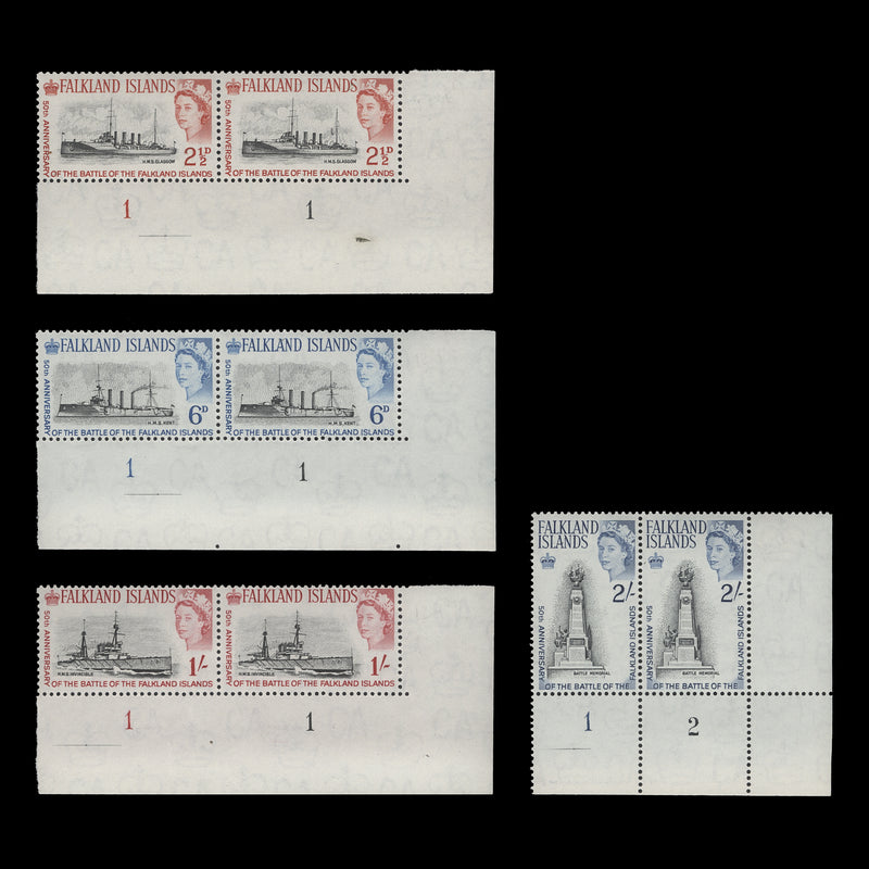 Falkland Islands 1964 (MNH) Battle of Falkland Islands plate pairs