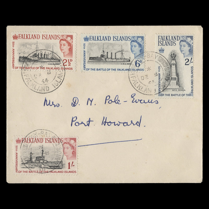 Falkland Islands 1964 Battle of Falkland Islands first day cover, FOX BAY