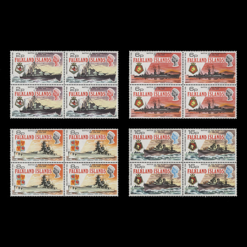 Falkland Islands 1974 (MNH) Battle of River Plate Anniversary blocks