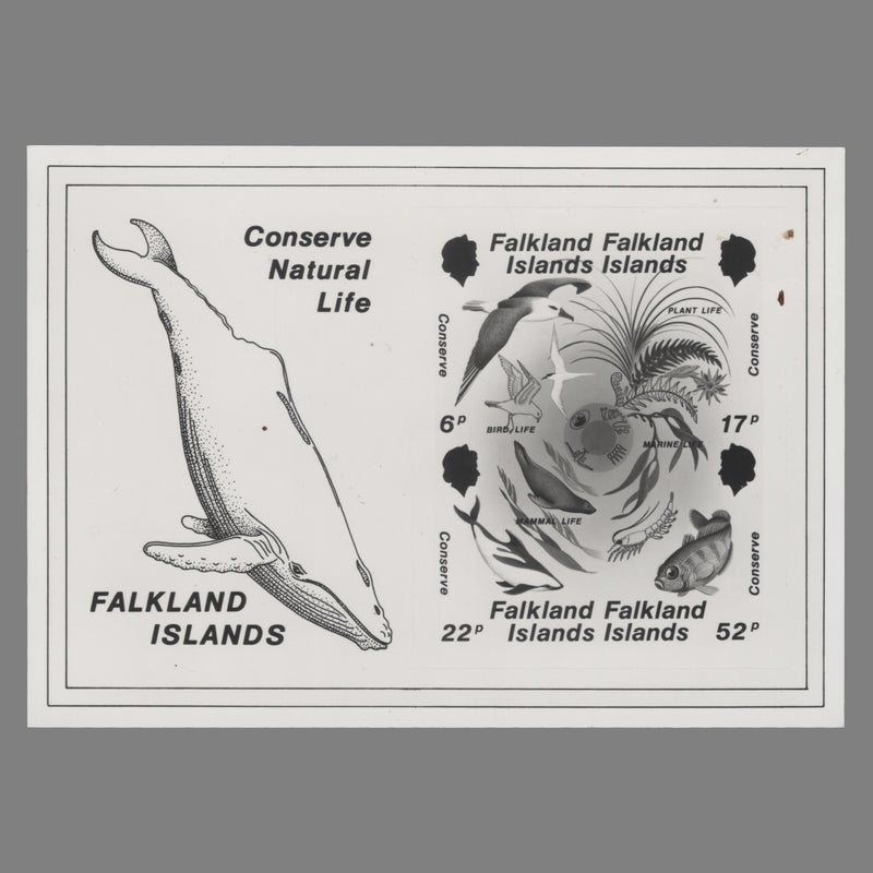 Falkland Islands 1984 Nature Conservation miniature sheet photo proof