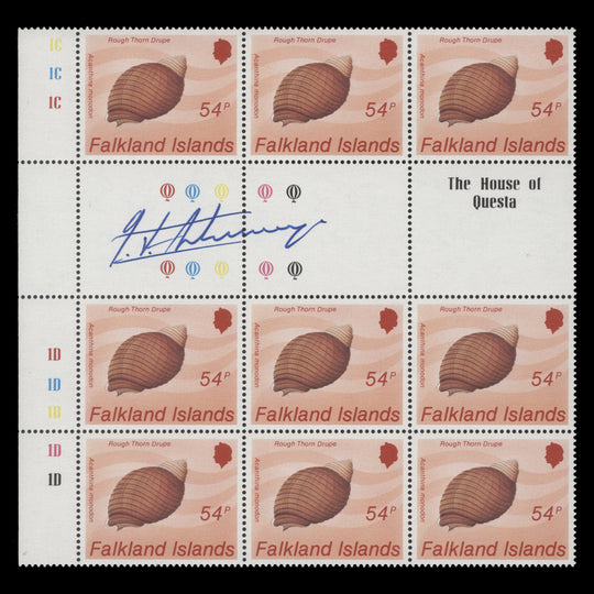 Falkland Islands 1986 (MNH) 54p Rough Thorne Drupe signed gutter block