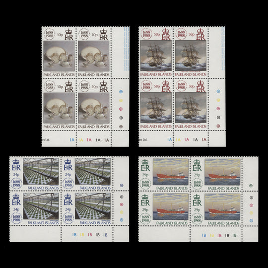 Falkland Islands 1988 (MNH) Lloyd's of London Anniversary plate blocks