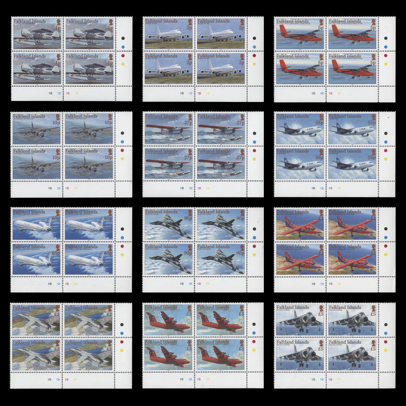 Falkland Islands 2008 (MNH) Aircraft Definitives plate blocks