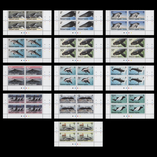 Falkland Islands 2012-16 (MNH) Whales & Dolphins Definitives plate blocks