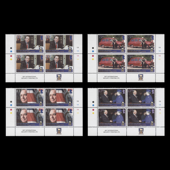 Falkland Islands 2013 (MNH) Rex Hunt Death Anniversary plate blocks