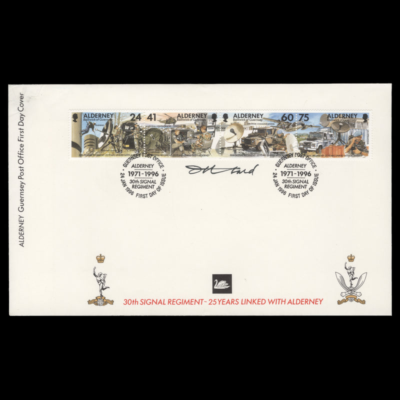 Alderney 1996 30th Signal Regiment first day cover signed by designer