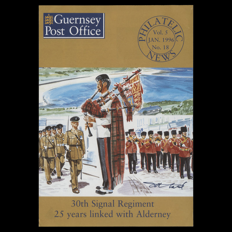 Alderney 1996 Guernsey Philatelic News flyer signed by Tony Theobald