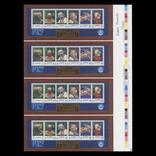 Alderney 1998 (MNH) Diving Club Anniversary press sheet signed by designer