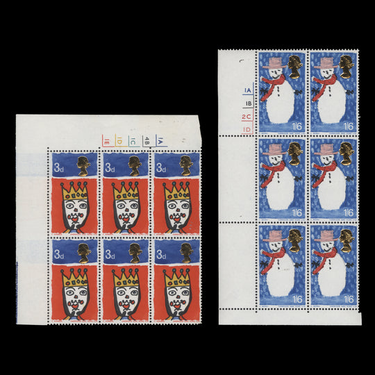 Great Britain 1966 (MNH) Christmas ordinary cylinder blocks