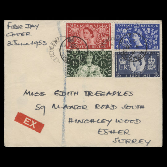Great Britain 1953 Coronation first day cover, ROYAL AUTOMOBILE CLUB
