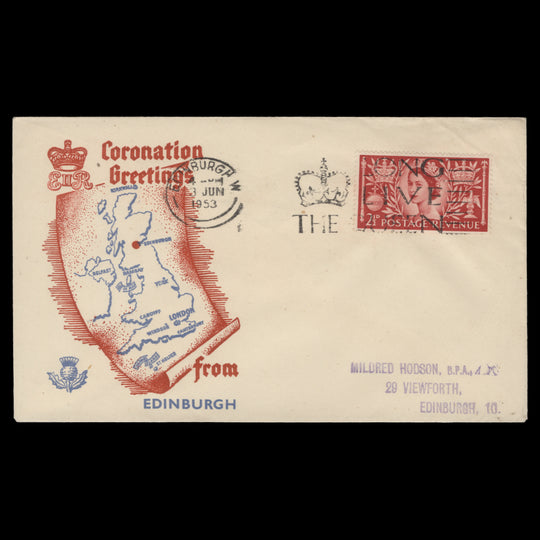 Great Britain 1953 (FDC) 2½d Coronation, EDINBURGH