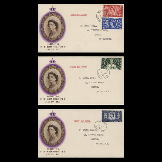 Great Britain 1953 Coronation first day covers, GRETNA