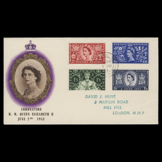 Great Britain 1953 Coronation first day cover, MILL HILL