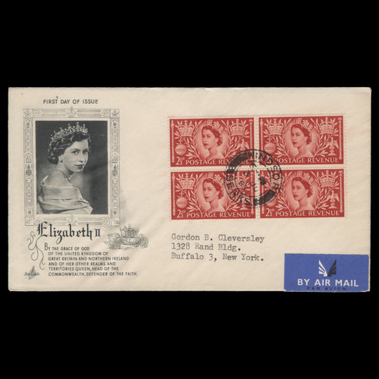 Great Britain 1953 (FDC) 2½d Coronation block, WINDSOR