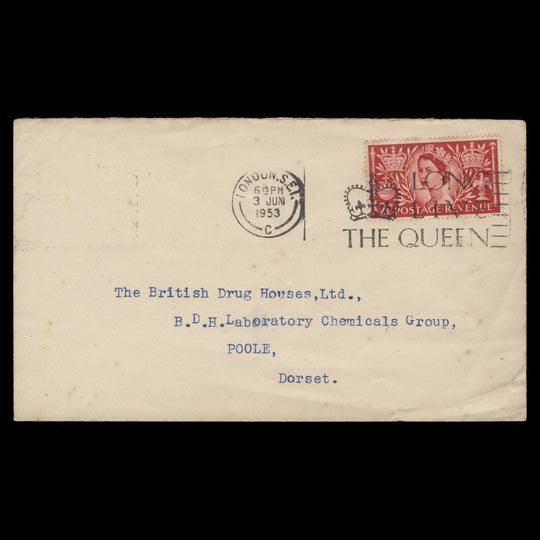 Great Britain 1953 (FDC) 2½d Coronation, LONDON SEI