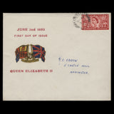 Great Britain 1953 (FDC) 2½d Coronation, AXMINSTER