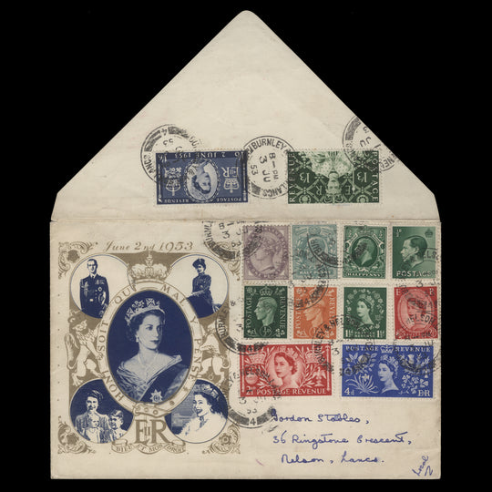 Great Britain 1953 Coronation first day cover, BURNLEY & NELSON